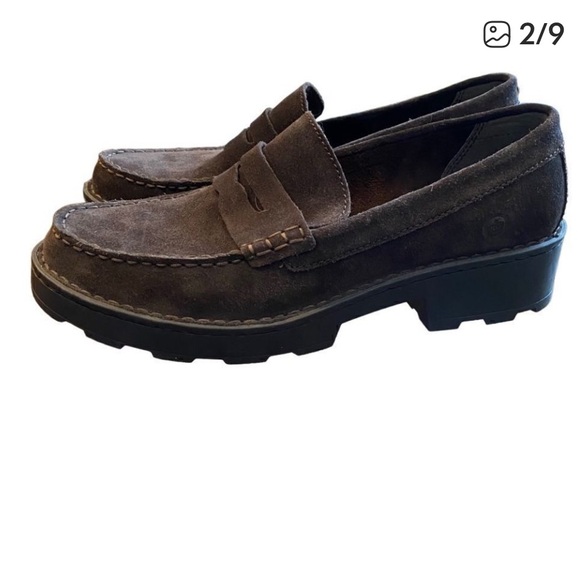 Born Carrera Suede Loafer Brown Platform 10M - Picture 2 of 9